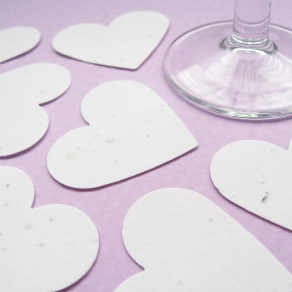 100 White Plantable Seed Hearts 280gsm - WildFlower Biodegradable Eco Friendly