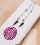Napkin Clips - Sesame Jasper and blue bead neck chain napkin holder - Image 4