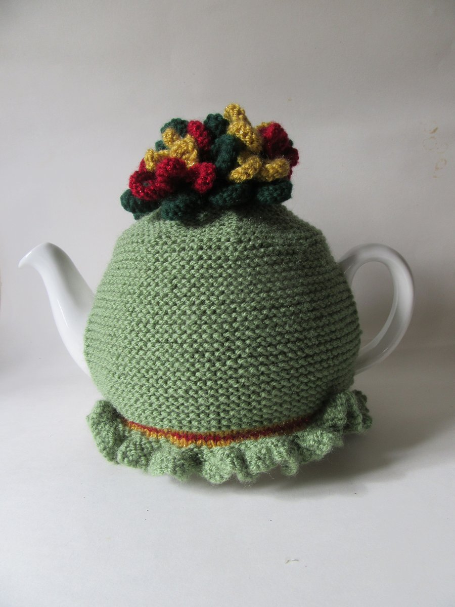 Tea cosie Tea cosy - Christmas whirly - twirly ribbons - gold