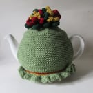 Tea cosie Tea cosy - Christmas whirly - twirly ribbons - gold