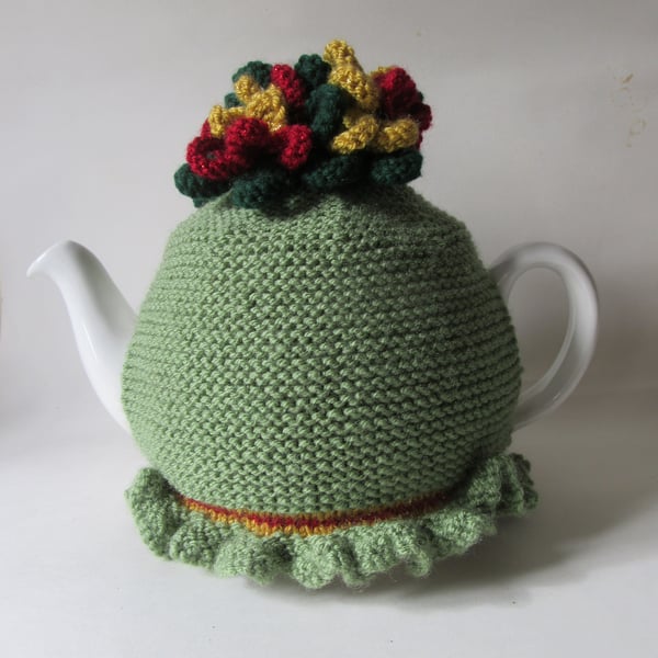 Tea cosie Tea cosy - Christmas whirly - twirly ribbons - gold