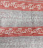 Hand Knitted Baby Blanket Fair Isle Pram Shawl in Salmon Pink, Beige and Cream - Image 4