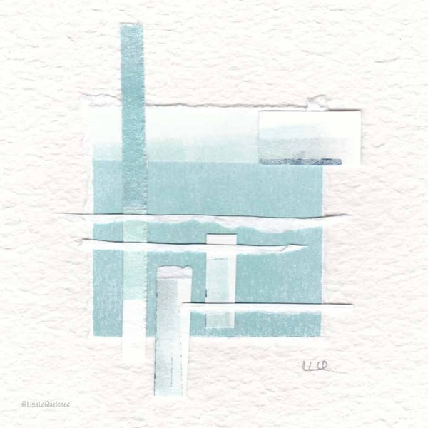 Coastal inspired original abstract minimalist paper collage no.18