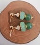 Sea green chalcedony dangle earrings, agate & moonstone - Image 2