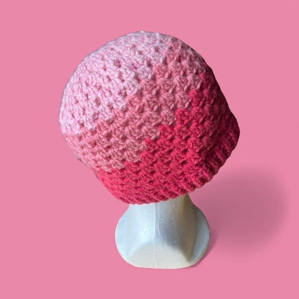 Crocheted Granny Cluster Beanie Hat