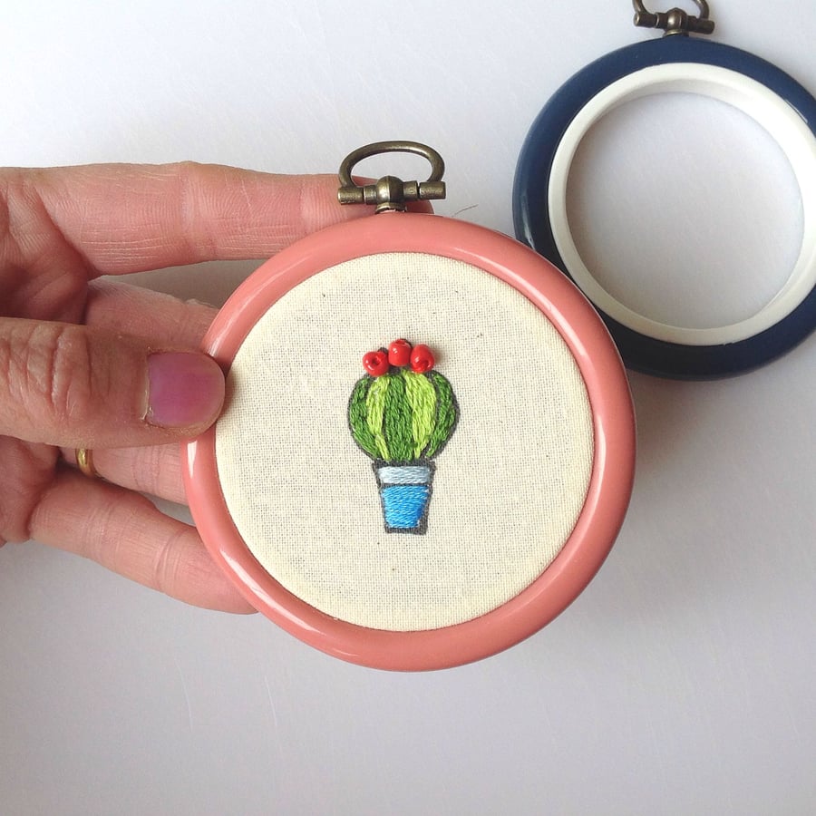 Embroidery Kit, Wall Hoop, DIY Cute Cactus Kit