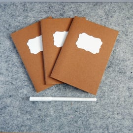 A6 Notebook, Kraft Covers - Choose your Paper 