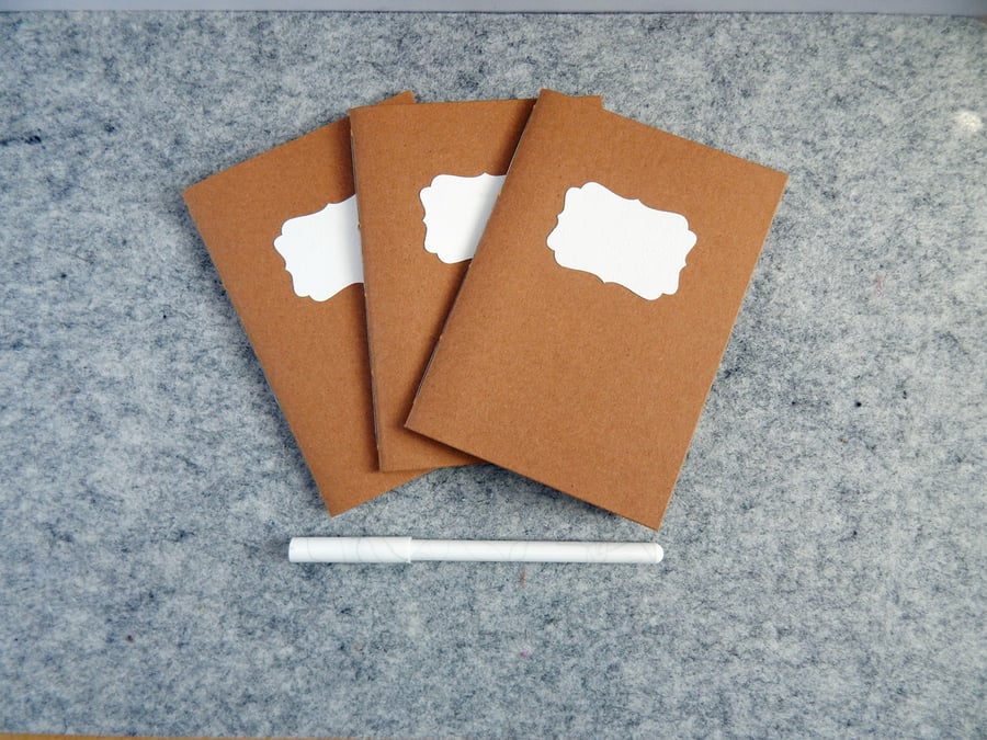 A6 Notebook, Kraft Covers - Choose your Paper 
