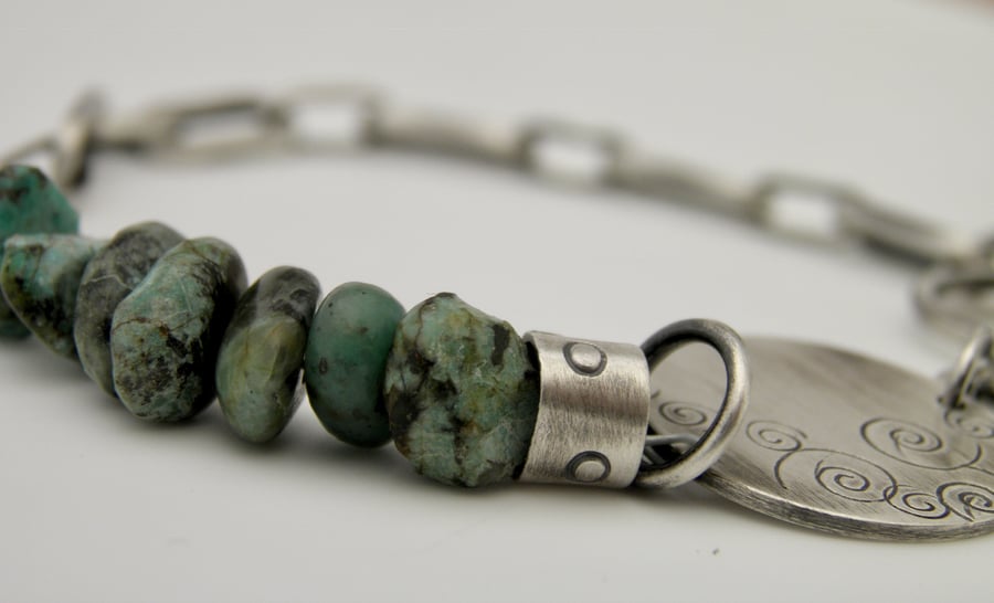 Turquoise Bracelet with Sterling Silver 