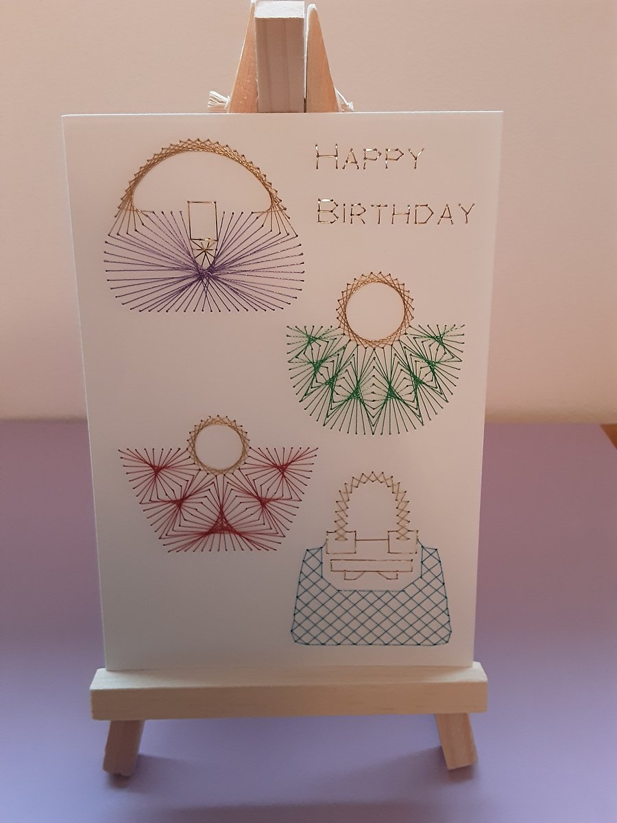 Handbag Lovers Hand Embroidered Birthday Card