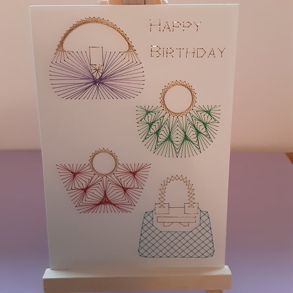 Handbag Lovers Hand Embroidered Birthday Card