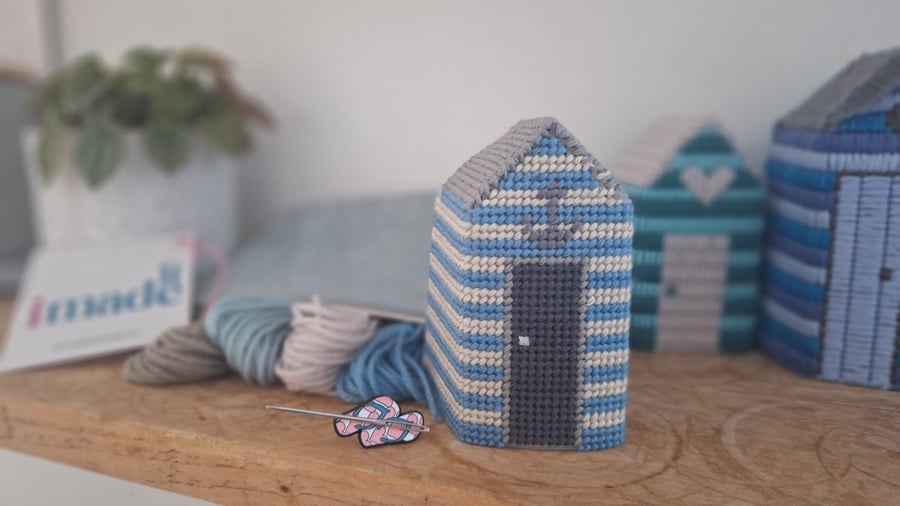 3D Beach Hut Needlepoint Kit – Beginner Coastal Craft Kit