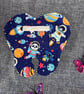 Tooth Fairy Tooth Shaped Pouch.  Spaceman Panda  with Rockets and Planets