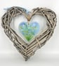 Pretty Glass & Wicker Floral Hanging Heart  - Image 3