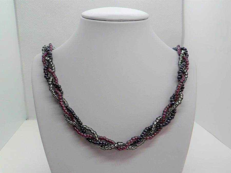 Plaited Seed Bead Necklace, Bracelet also available