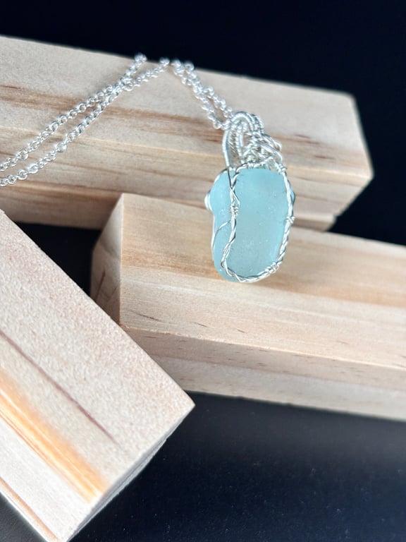 Scottish Sea Glass Pendant Aqua