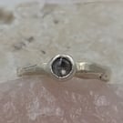 Handmade Salt & Pepper Rose Cut Diamond Ring - Size K