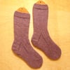 Luxury hand knitted alpaca socks MEDIUM size 5-7 purple heather 