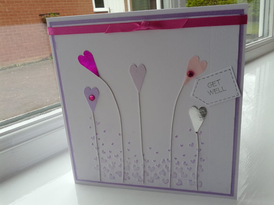 Heart flowers get well card