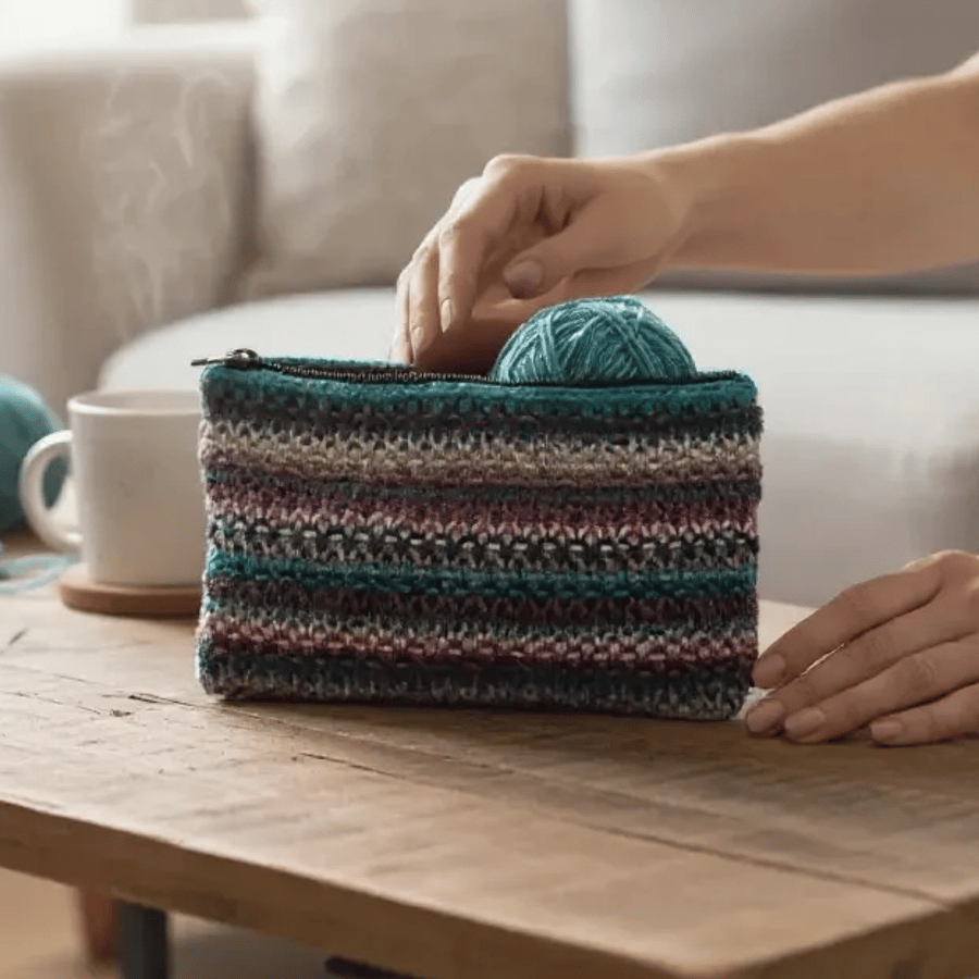 Small zipped knitters project bag