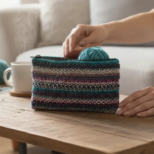 Small zipped knitters project bag