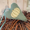 PUMPKIN HEART - sage green, checks, lavender, long shape