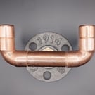 Copper pipe double coat hook hanger - Handmade - FREE POSTAGE 