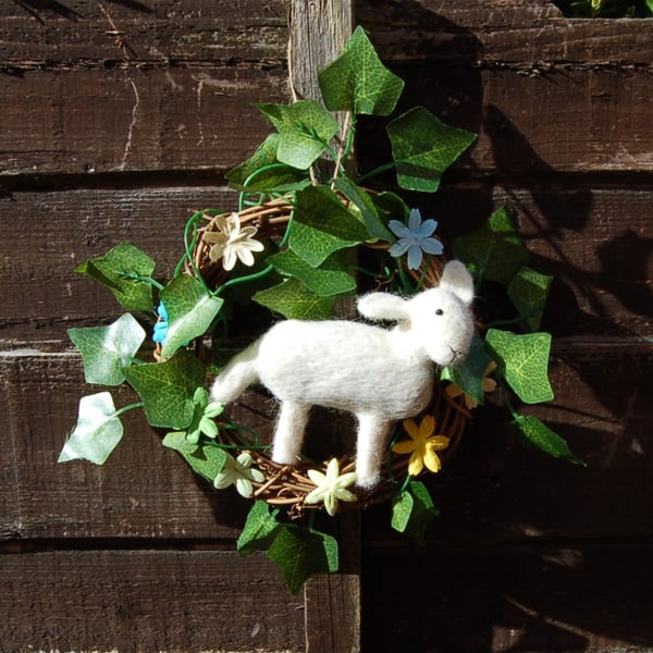 Spring Wreath, Easter Lamb,. Window Wreath, Nursery decoration