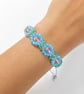 Blue, pink and green glass beaded bracelet one size - Image 2