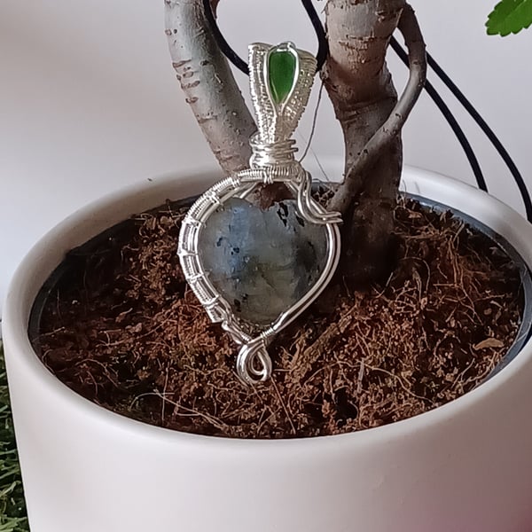 Unique Labradorite heart pendant