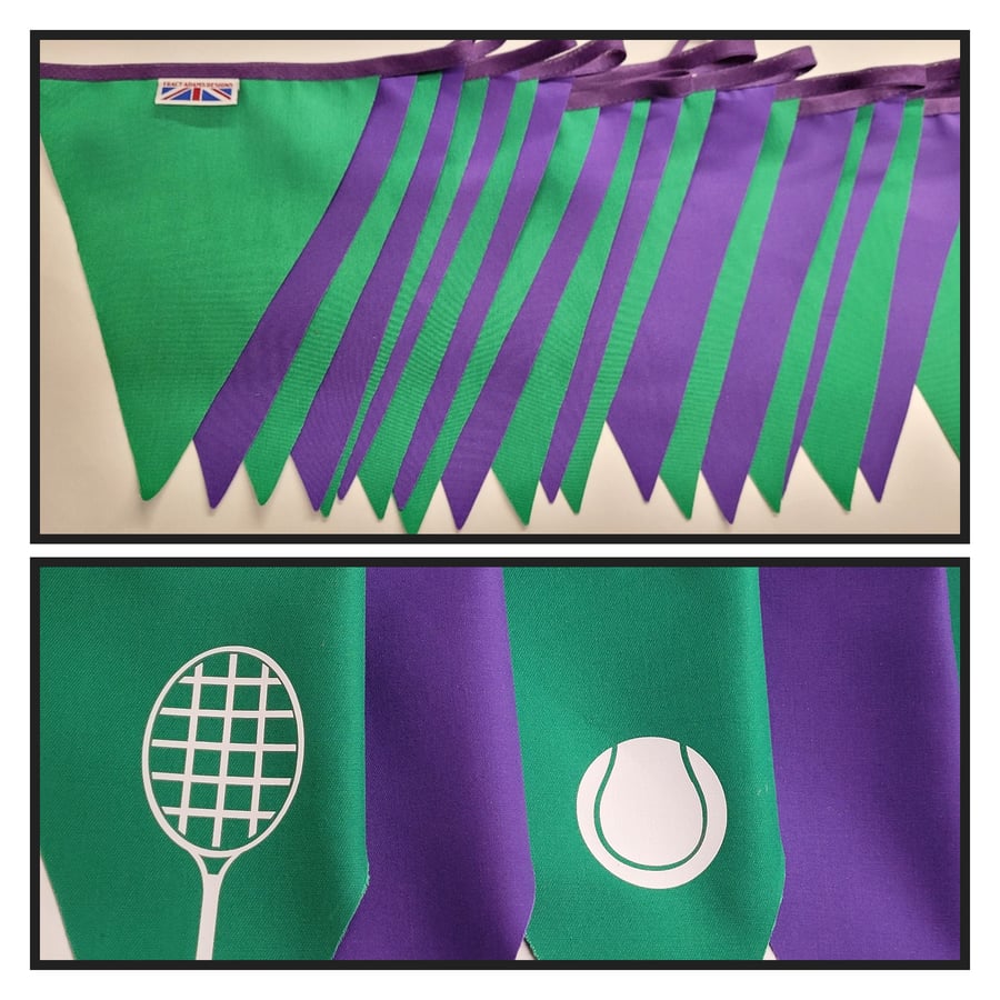 Tennis Bunting: Printed Racket & Ball Flags - Made in England