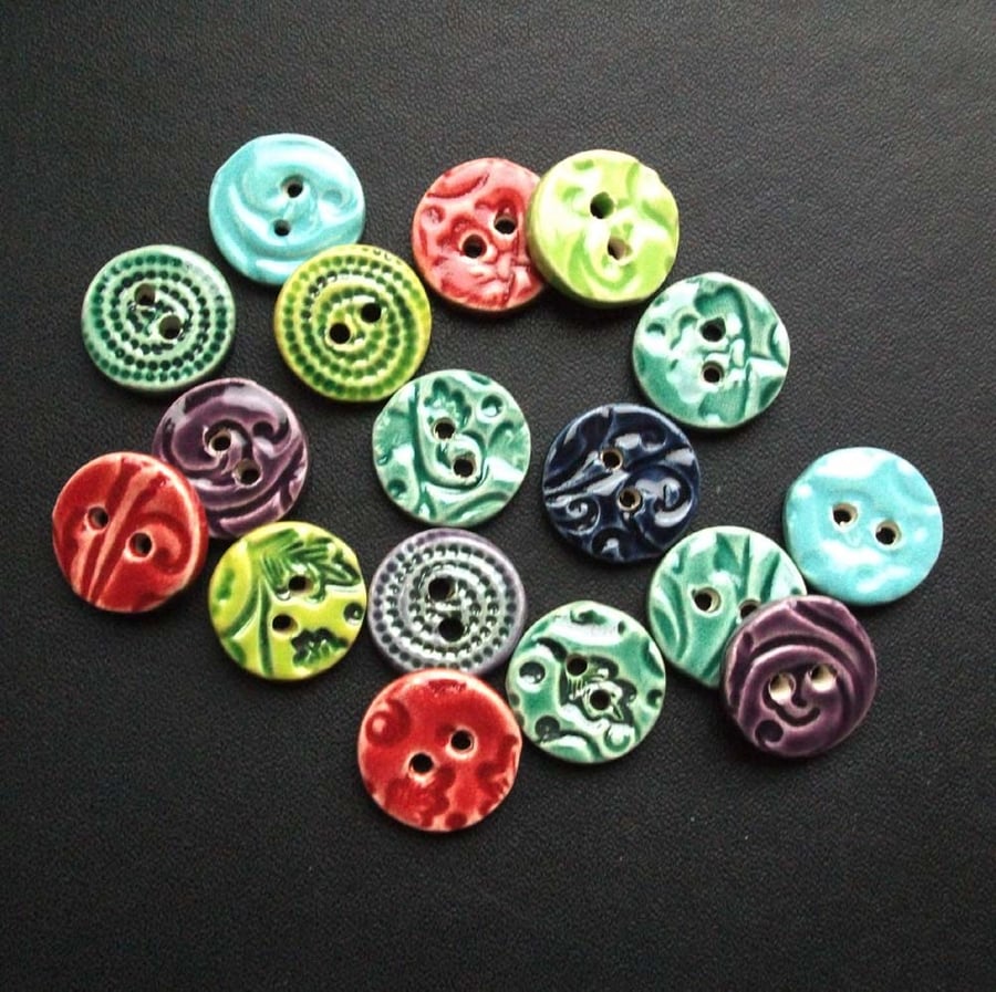 Sale set of 17 small handmade buttons