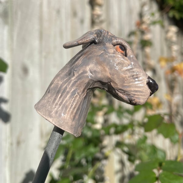 Ceramic lurcher cane topper  