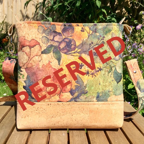 Crossbody bag, flower print cork