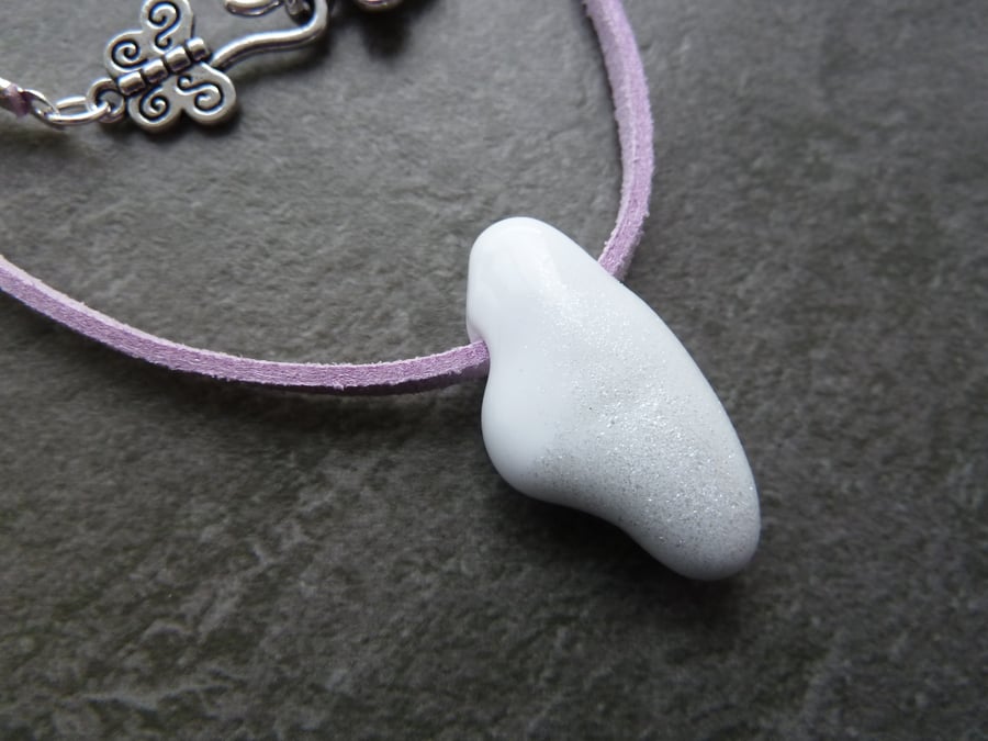 faux suede fairy wing necklace, purple