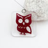Fused Glass Copper Owl Hanging - Handmade Glass Decoration