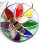 Bee on Rainbow Flower Stained Glass Suncatcher Handmade - Image 3