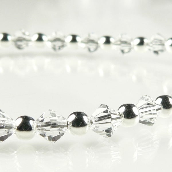 Crystal Preciosa Czech glass beaded bracelet, lobster clasp, sterling silver