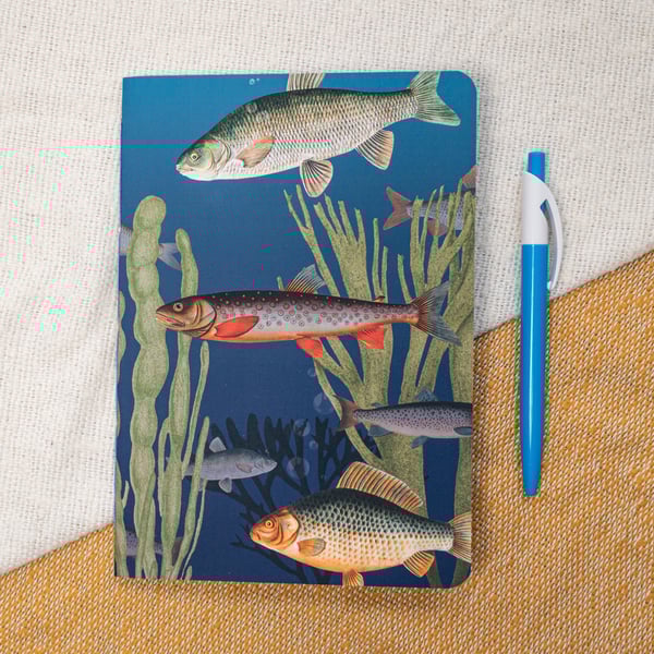 A5 Handmade Notebook with Vintage Fish Design