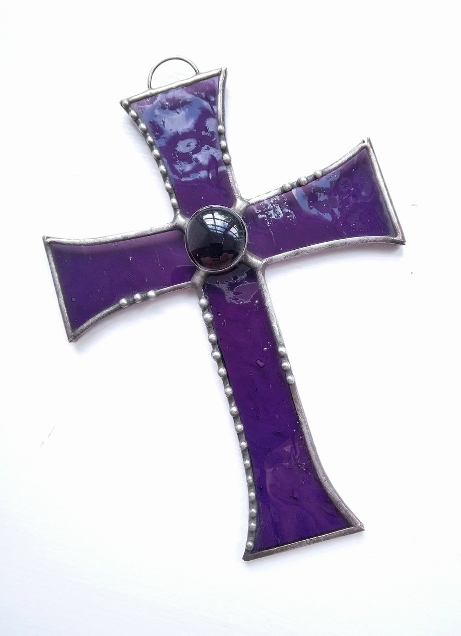 Stained Glass Byzantine Cross - Purple