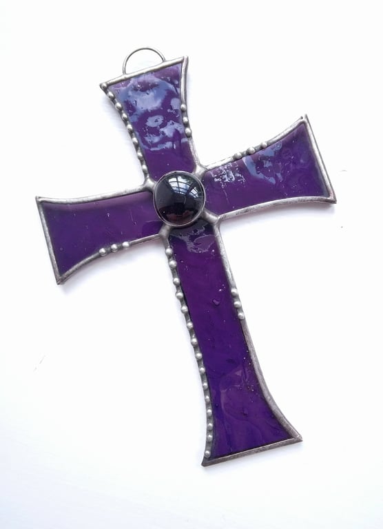 Stained Glass Byzantine Cross - Purple