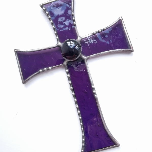 Stained Glass Byzantine Cross - Purple