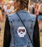 Custom XS Zara Recycled Denim Jacket: Obsidian Crochet Sleeves  - Image 3