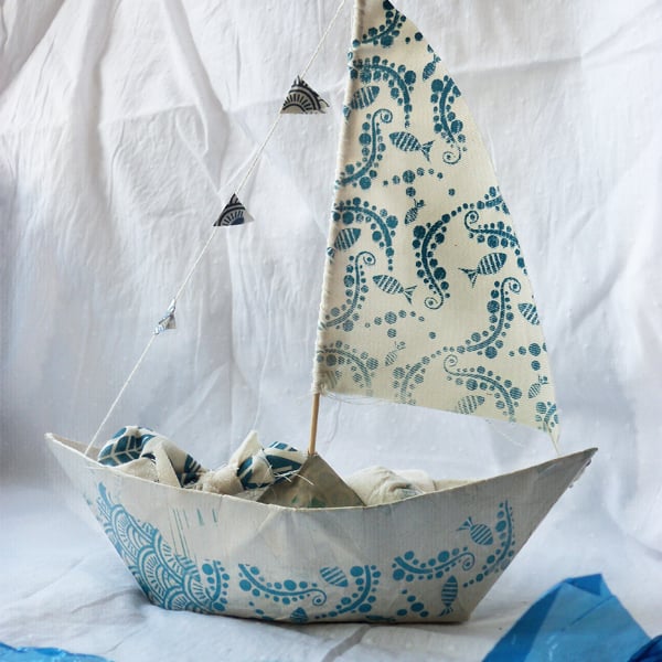 Screen Printed Papier Mache Boat