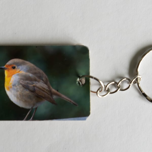 Robin Photo Wooden Keyring