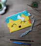 Cute happy cat zip purse with wrist strap - Image 1