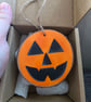 Hand Painted Halloween Pumpkin Wooden Slice – Jack-O'-Lantern Hanging Decoration - Image 2