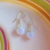 Mini Blue Lace Agate Heart Drop Earrings