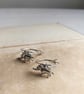 Petite Silver Stegosaurus charm earrings - little dinosaurs - hoops - Image 2