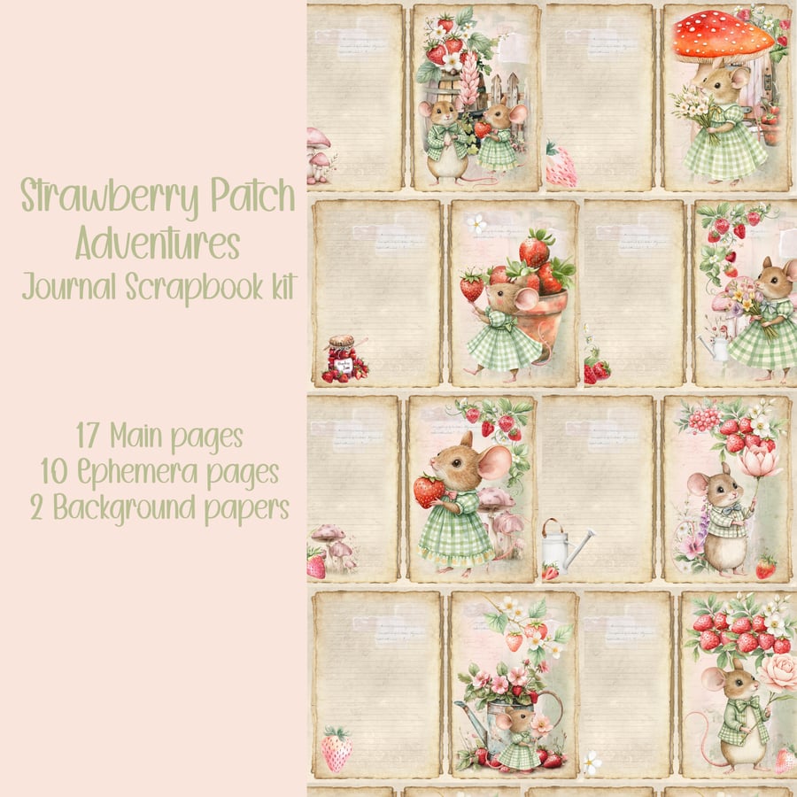Strawberry Patch Adventures Scrapbooking, Ephemera, Journal, Digital Download